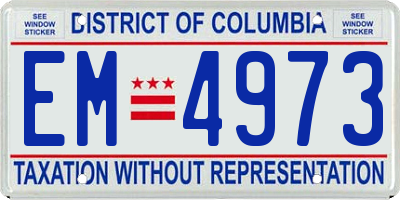 DC license plate EM4973