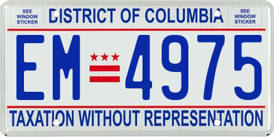 DC license plate EM4975