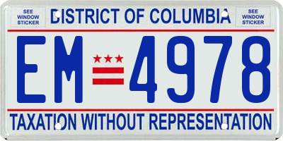 DC license plate EM4978