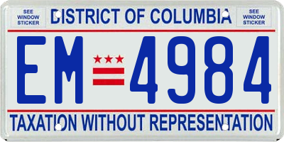 DC license plate EM4984