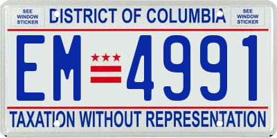 DC license plate EM4991