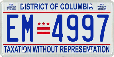 DC license plate EM4997