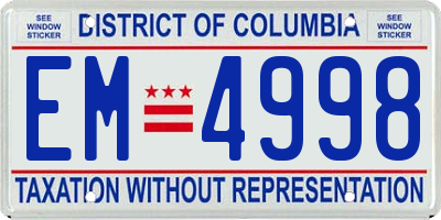 DC license plate EM4998