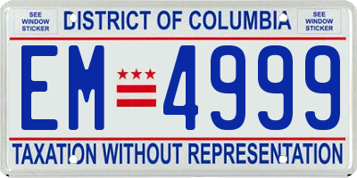 DC license plate EM4999