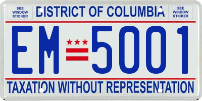 DC license plate EM5001