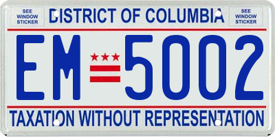 DC license plate EM5002
