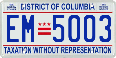 DC license plate EM5003