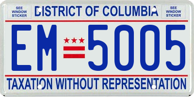 DC license plate EM5005
