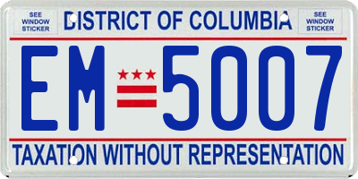 DC license plate EM5007