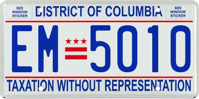 DC license plate EM5010