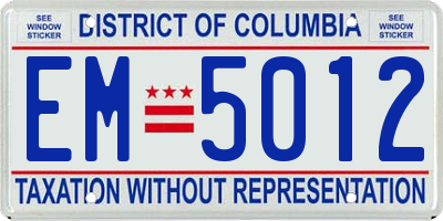 DC license plate EM5012