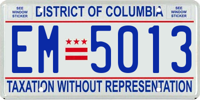 DC license plate EM5013