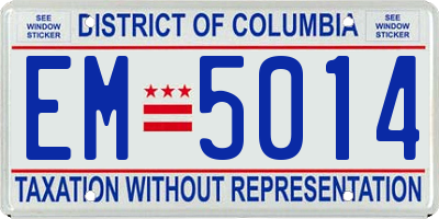 DC license plate EM5014