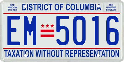 DC license plate EM5016