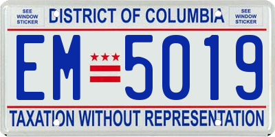 DC license plate EM5019