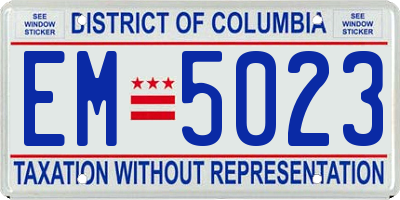 DC license plate EM5023