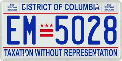 DC license plate EM5028