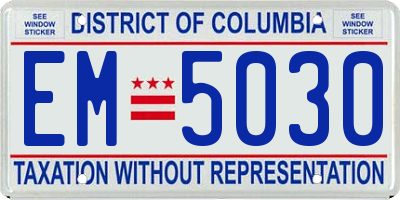 DC license plate EM5030