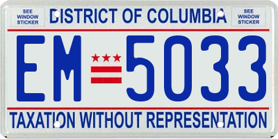 DC license plate EM5033