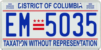 DC license plate EM5035