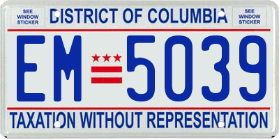 DC license plate EM5039