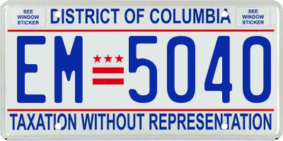 DC license plate EM5040