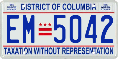 DC license plate EM5042