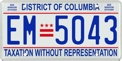 DC license plate EM5043
