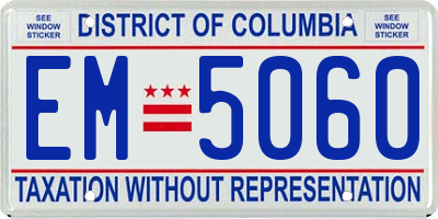 DC license plate EM5060