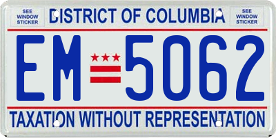 DC license plate EM5062