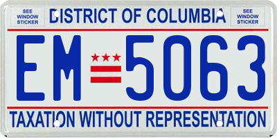DC license plate EM5063