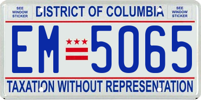 DC license plate EM5065