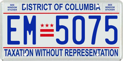 DC license plate EM5075