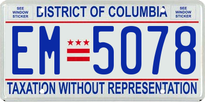 DC license plate EM5078