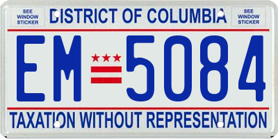 DC license plate EM5084