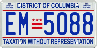 DC license plate EM5088