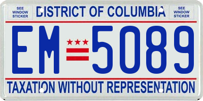 DC license plate EM5089
