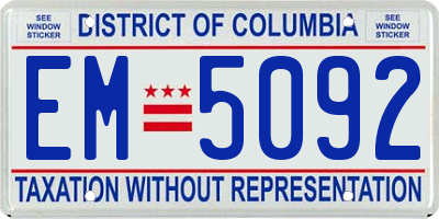 DC license plate EM5092