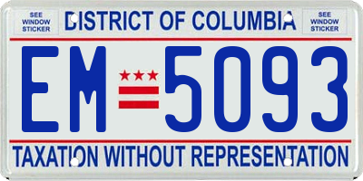 DC license plate EM5093