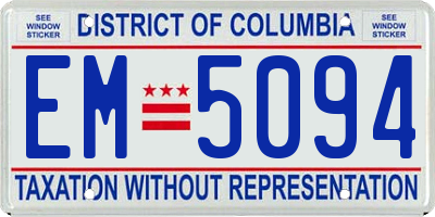 DC license plate EM5094