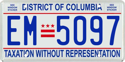 DC license plate EM5097