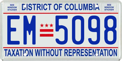 DC license plate EM5098
