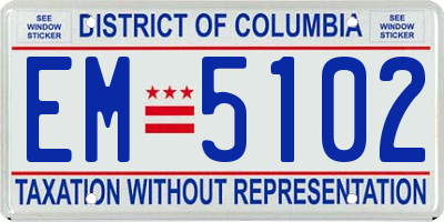 DC license plate EM5102
