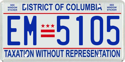 DC license plate EM5105