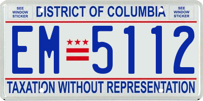 DC license plate EM5112
