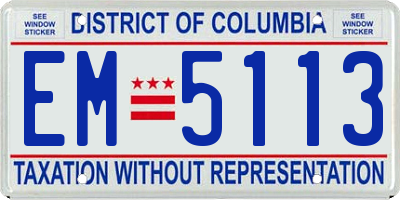 DC license plate EM5113
