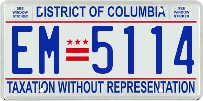DC license plate EM5114