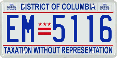 DC license plate EM5116