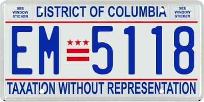 DC license plate EM5118