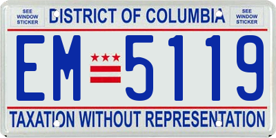 DC license plate EM5119